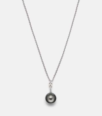 Halskette aus 18kt Weißgold mit Diamanten und Südseeperle | Mikimoto