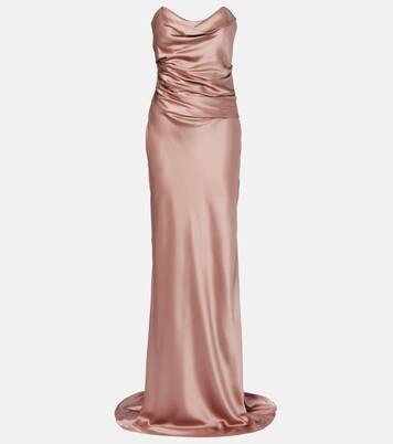 Ruched strapless silk satin corset dress | The Sei