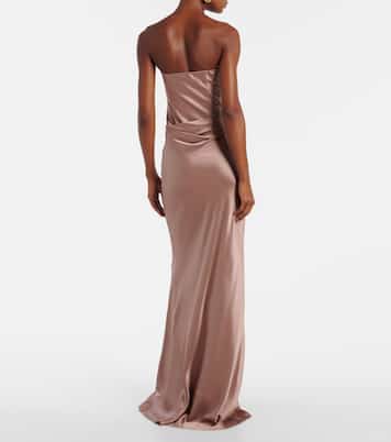 Ruched strapless silk satin corset dress | The Sei