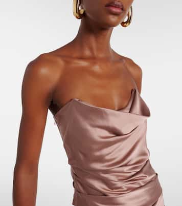 Ruched strapless silk satin corset dress | The Sei