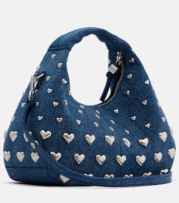 Mini studded denim top-handle bag | Ganni