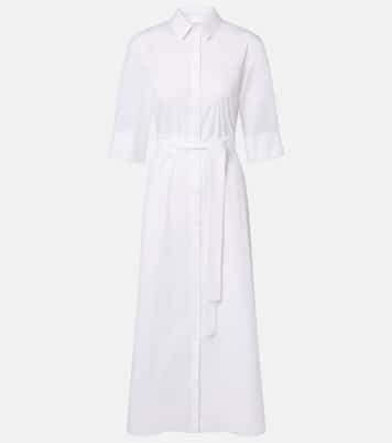 Cognac cotton-blend midi dress | Max Mara