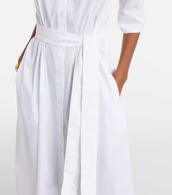 Cognac cotton-blend midi dress | Max Mara