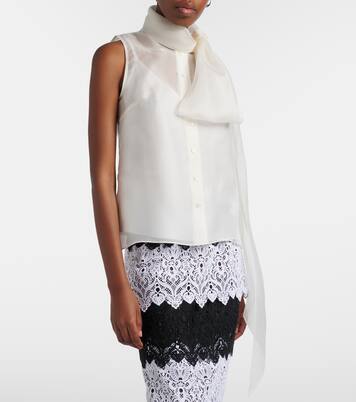 Tie-neck silk top | Carolina Herrera