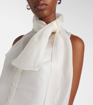 Tie-neck silk top | Carolina Herrera