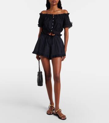 Shorts Cory de popelín de algodón con bordado inglés | Poupette St Barth