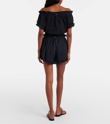 Shorts Cory de popelín de algodón con bordado inglés | Poupette St Barth