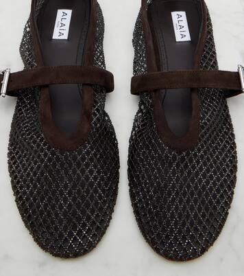 Fishnet embellished Mary Jane flats | Alaïa