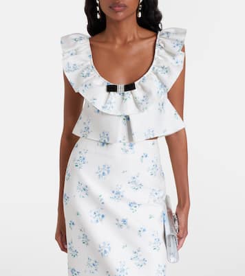 Floral ruffled cotton and silk top | Shushu/Tong