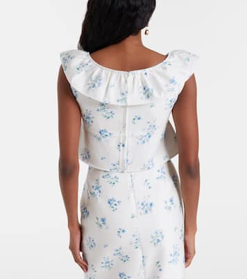 Floral ruffled cotton and silk top | Shushu/Tong