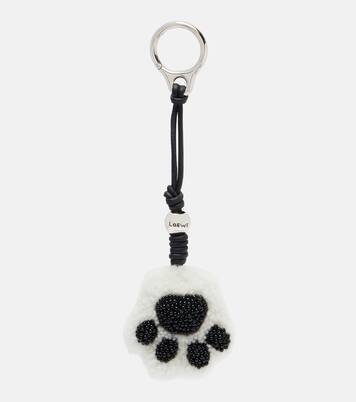 Paw shearling and leather bag charm | Loewe