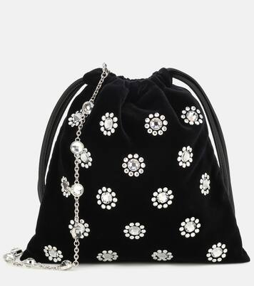Embellished velvet drawstring pouch | Miu Miu