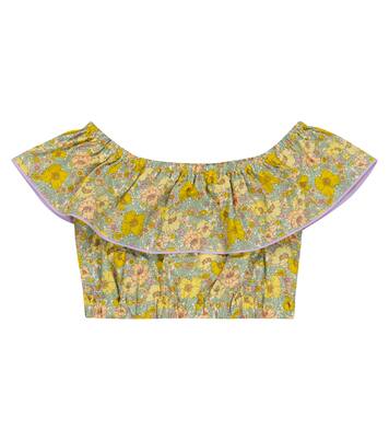 Bella ruffle-trimmed floral cotton top | Paade Mode