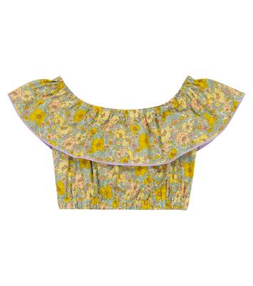 Bella ruffle-trimmed floral cotton top | Paade Mode