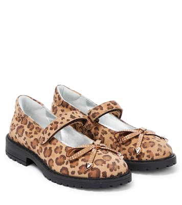 Leopard-print leather ballet flats | Monnalisa