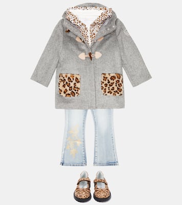 Leopard-print leather ballet flats | Monnalisa