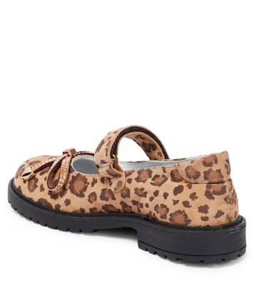 Leopard-print leather ballet flats | Monnalisa
