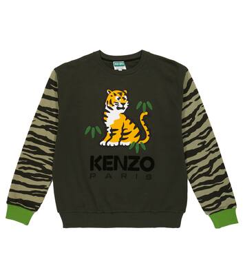 Embroidered tiger-print cotton sweatshirt | Kenzo Kids