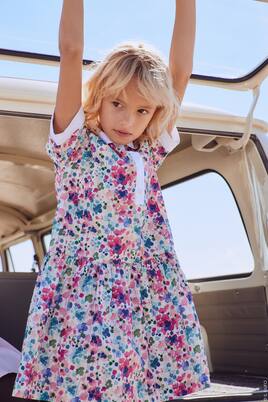 Floral-printed cotton dress | Il Gufo