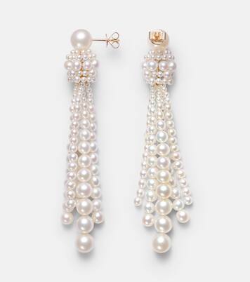 Colonna Grande 18kt gold drop earrings with freshwater pearls | Sophie Bille Brahe