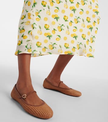 Carla raffia and leather ballet flats | Gianvito Rossi