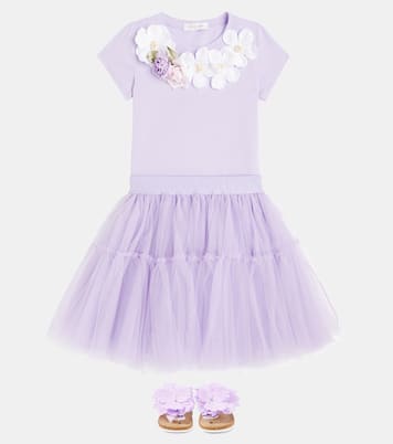 Floral-appliqué sandals | Monnalisa