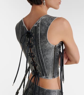 Bustier-Top Nihil Moto aus Leder | KNWLS
