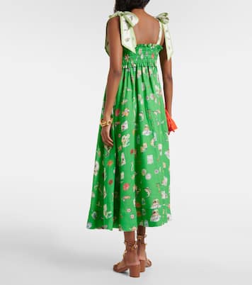 Robe midi imprimée en lin | Alémais