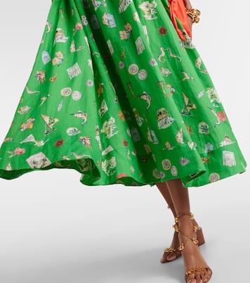 Robe midi imprimée en lin | Alémais