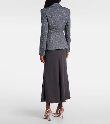 Bouclé and crêpe midi dress | Self-Portrait