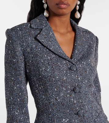 Bouclé and crêpe midi dress | Self-Portrait