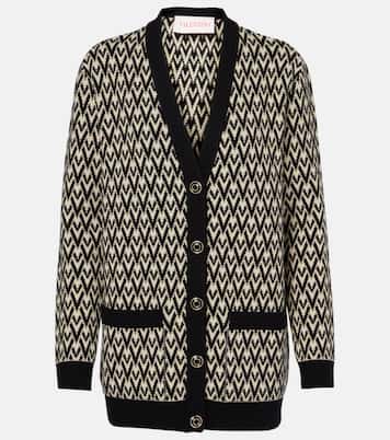 Toute La V virgin wool jacquard cardigan | Valentino