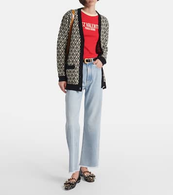 Toute La V virgin wool jacquard cardigan | Valentino