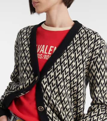 Toute La V virgin wool jacquard cardigan | Valentino