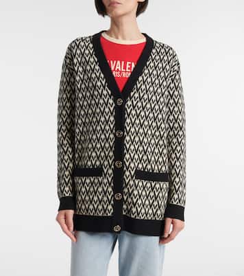 Toute La V virgin wool jacquard cardigan | Valentino