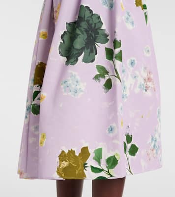 Jupe midi en coton mélangé à fleurs | Erdem