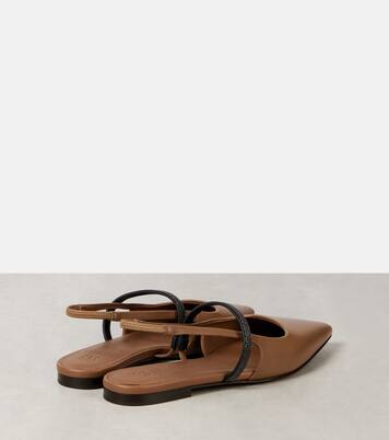 Pointy leather slingback flats | Brunello Cucinelli