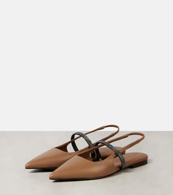 Pointy leather slingback flats | Brunello Cucinelli