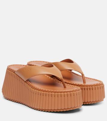 Nama 80 leather platform thong sandals | Chloé