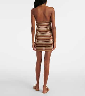 Striped silk-blend halterneck minidress | Aya Muse