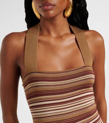 Striped silk-blend halterneck minidress | Aya Muse