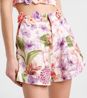 Floral high-rise linen shorts | Agua by Agua Bendita