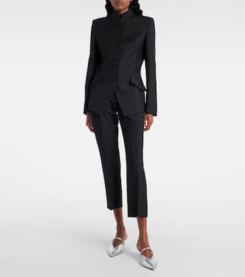 Wool and mohair cropped straight pants  | McQueen