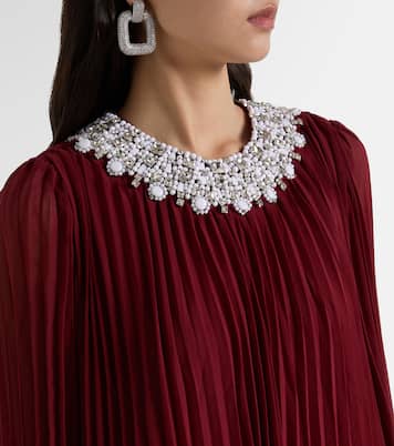 Embellished feather-trimmed chiffon maxi dress | Self-Portrait