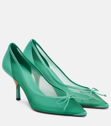 Tourni 80 leather-trimmed mesh pumps | Jacquemus
