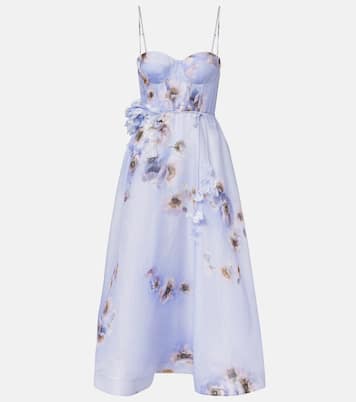 Hypnotic floral linen and silk bustier dress | Zimmermann