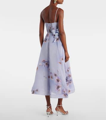 Hypnotic floral linen and silk bustier dress | Zimmermann