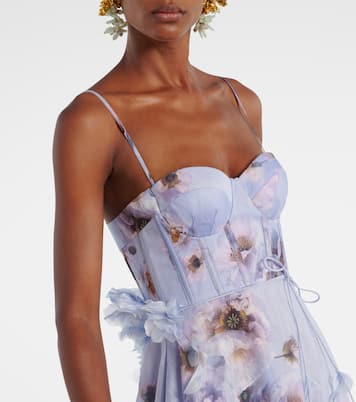 Hypnotic floral linen and silk bustier dress | Zimmermann