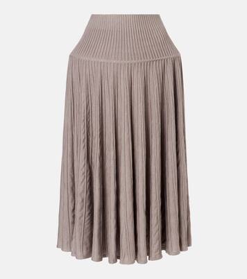 Pleated wool-blend midi skirt  | Alaïa
