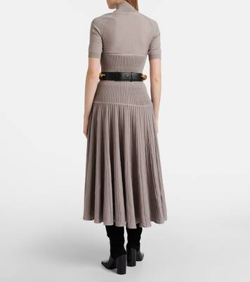 Pleated wool-blend midi skirt  | Alaïa